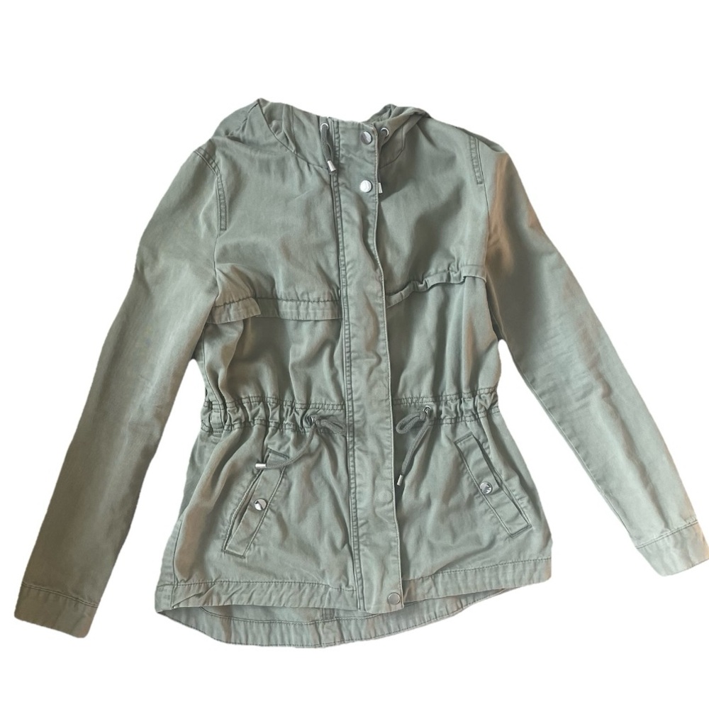H&M Divided Woman Size 4 Olive Green Utility Jacket Anorak Military Casual Fall